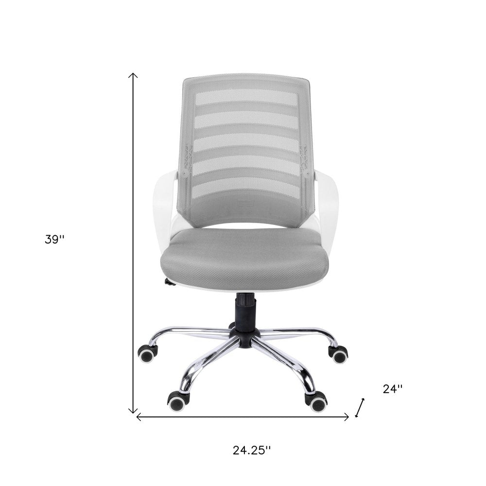 Gray Black and Silver Adjustable Height Swivel Rolling Office Chair