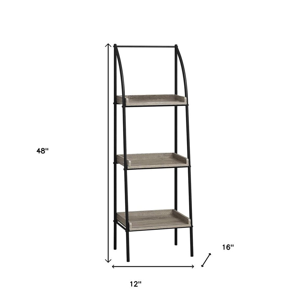 48" Taupe Metal Etagere Bookcase