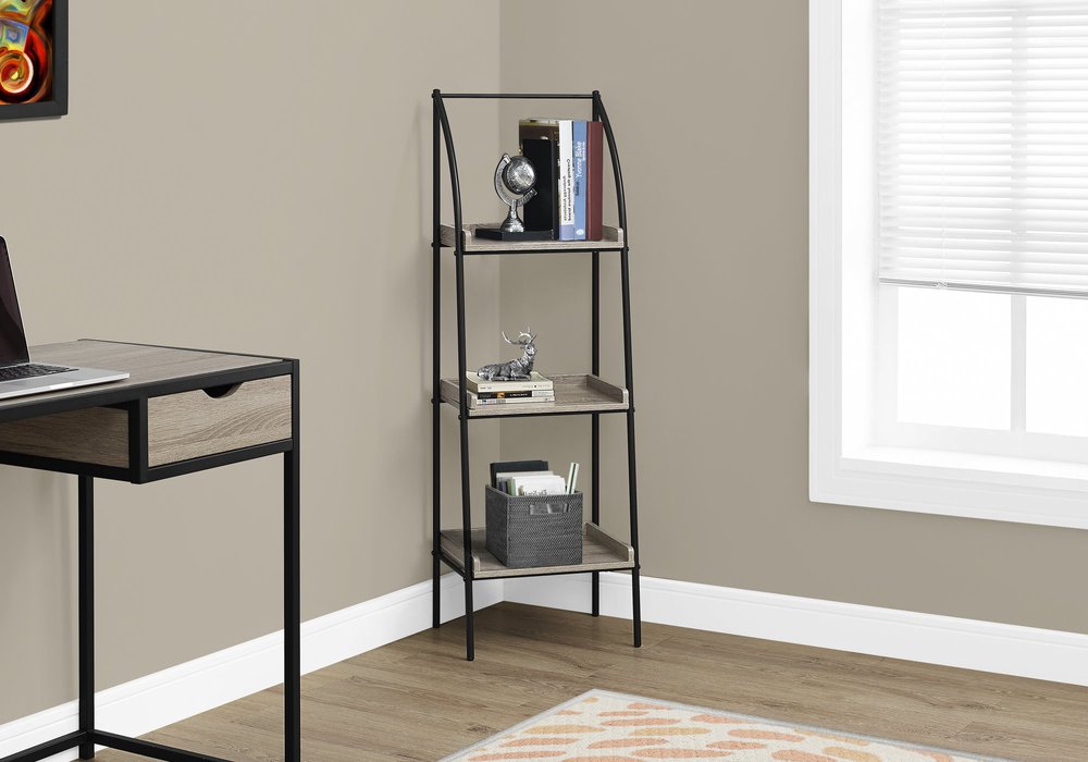 48" Taupe Metal Etagere Bookcase