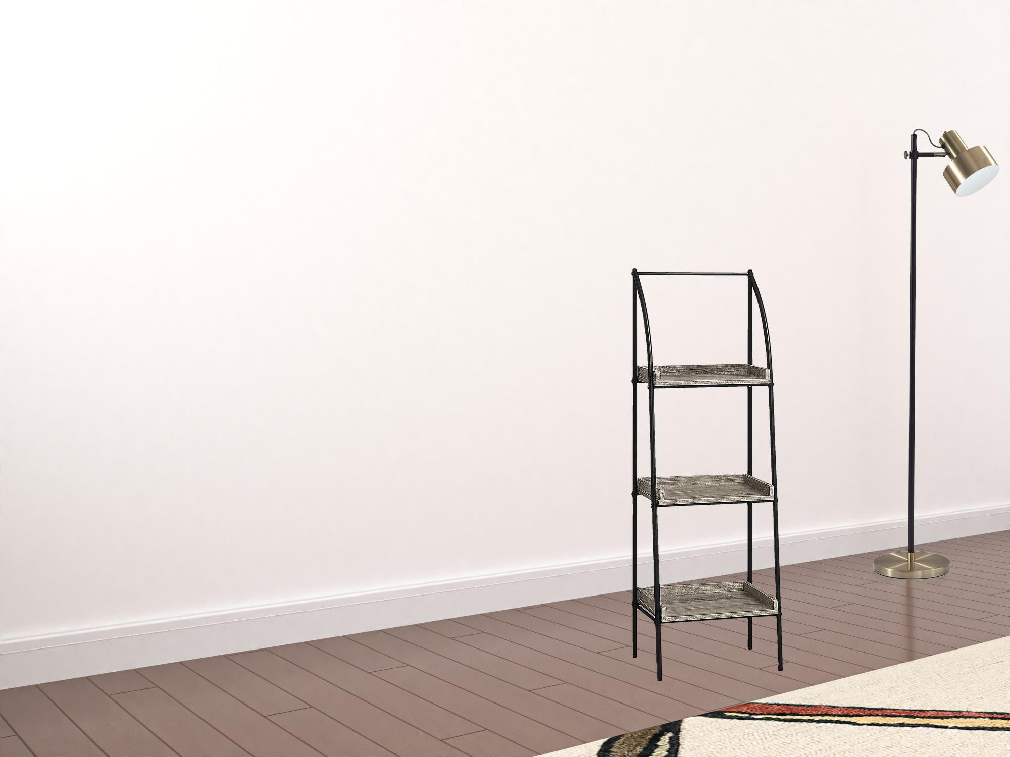 48" Taupe Metal Etagere Bookcase