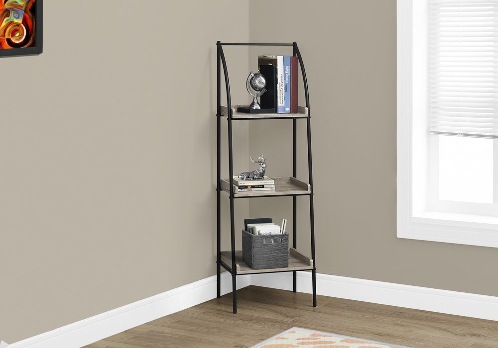 48" Taupe Metal Etagere Bookcase