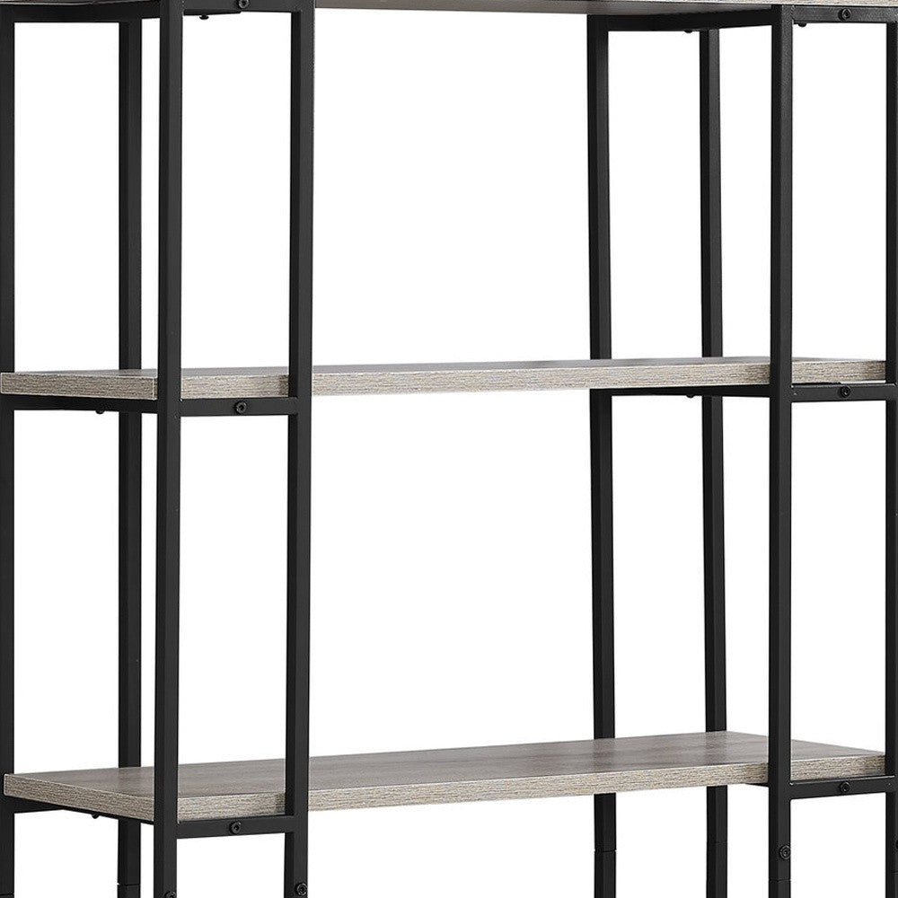 62" Taupe Four Tier Etagere Bookcase