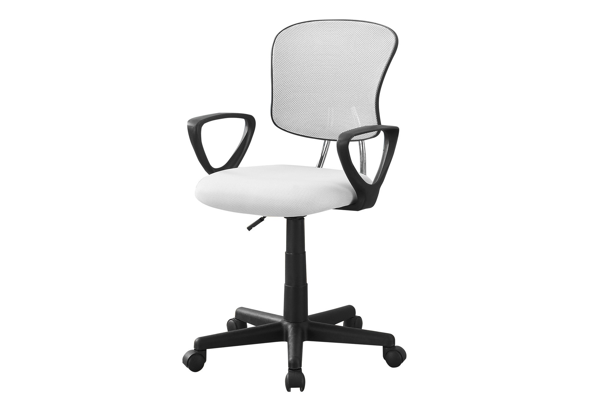 White Polyester Seat Swivel Adjustable Task Chair Mesh Back Plastic Frame