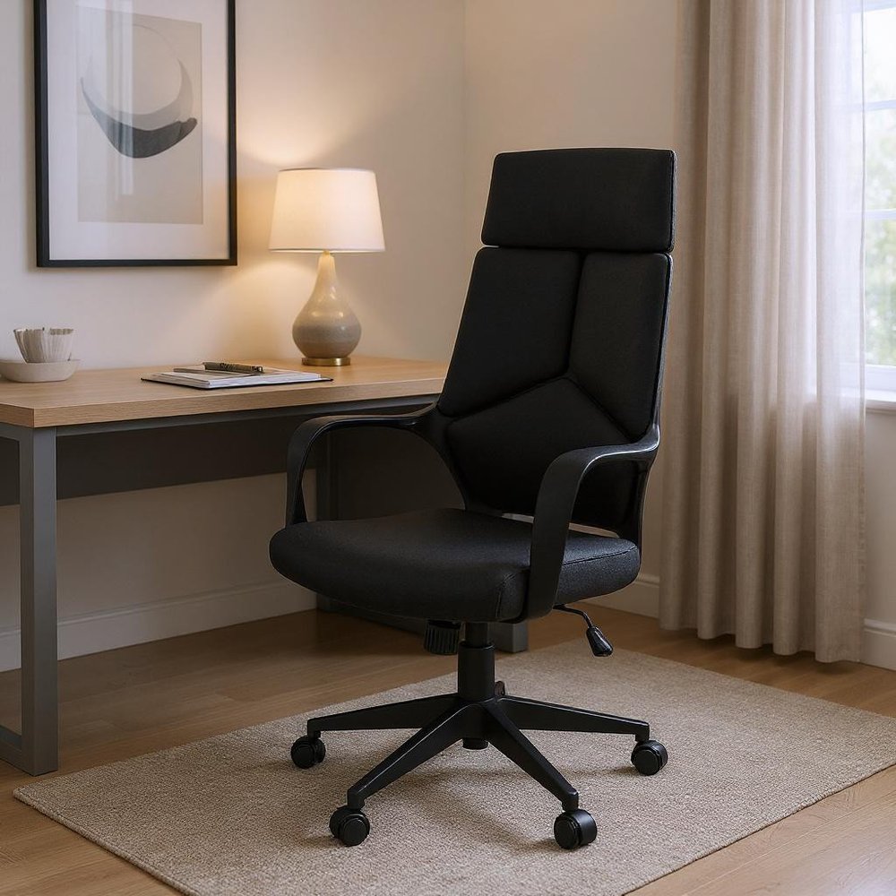 Gray Fabric Tufted Seat Swivel Adjustable Executive Chair Fabric Back Plastic Frame