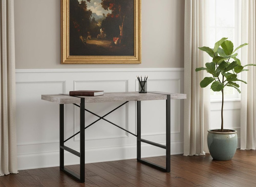 49" Taupe and Black Computer Desk