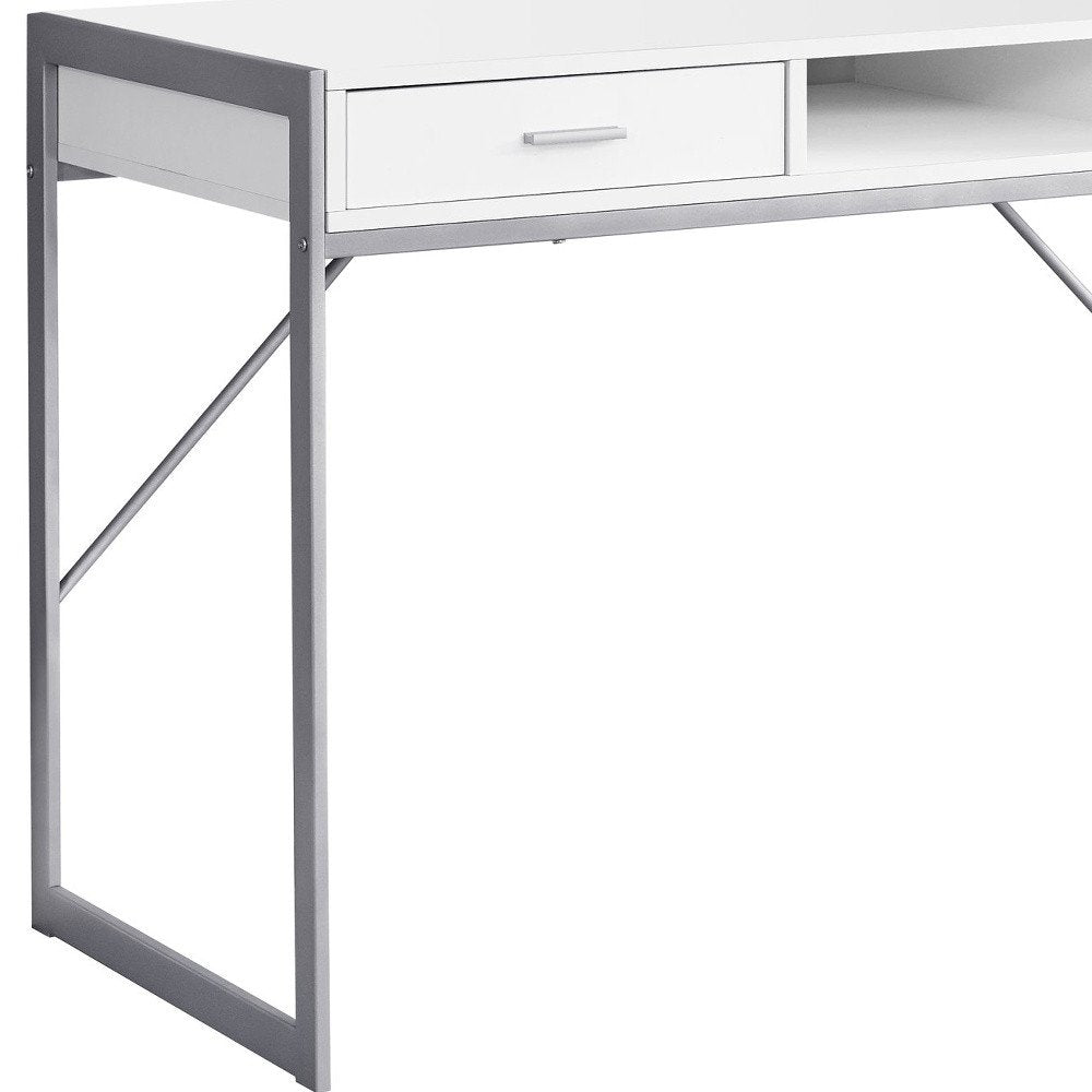 48" Dark Brown and Silver Computer Desk With Two Drawers