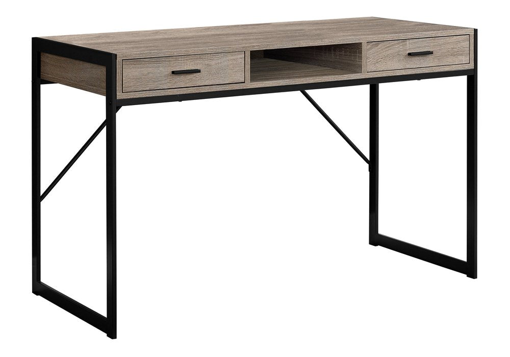 48" White and Silver Computer Desk With Two Drawers