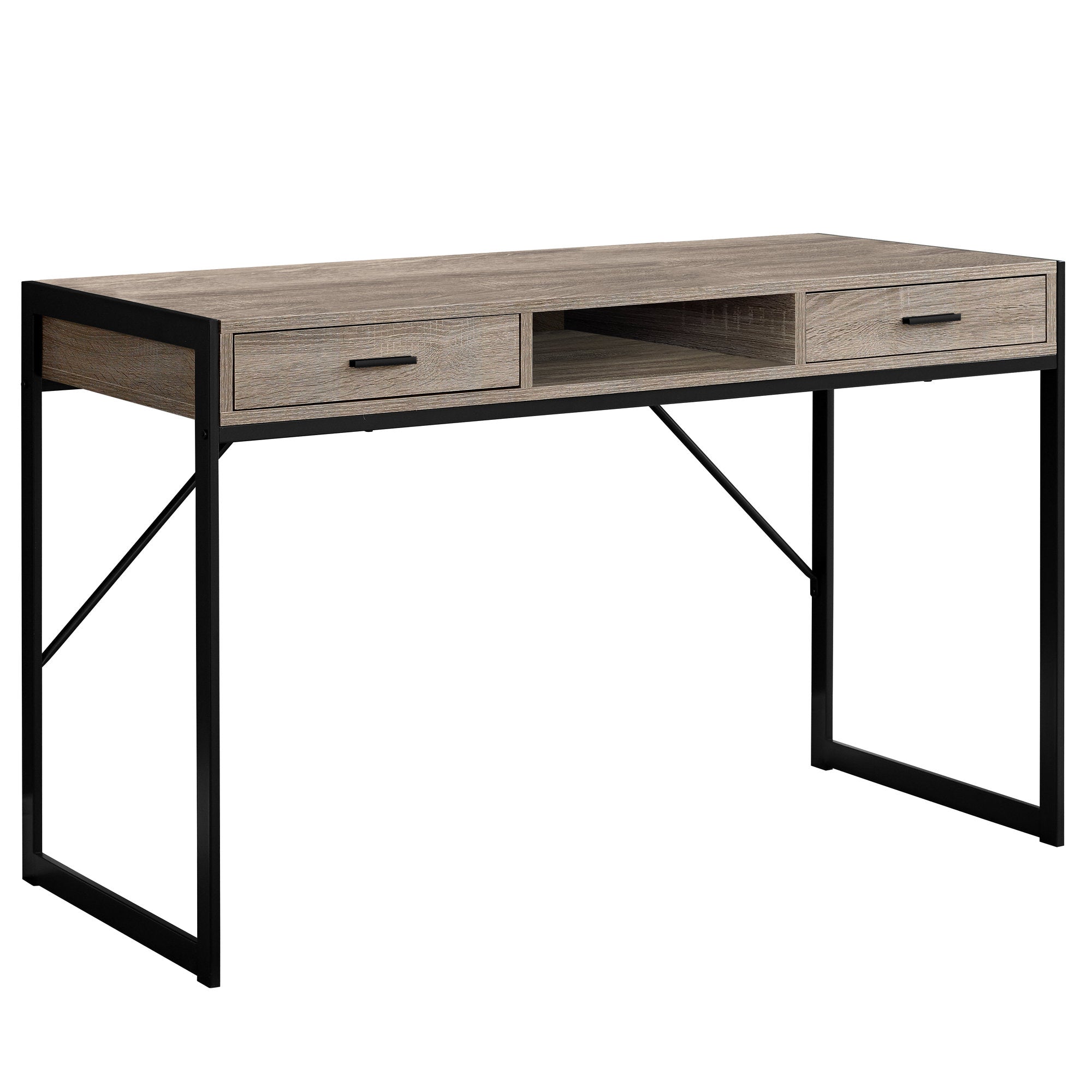 22" Taupe and Black Computer Desk With Two Drawers