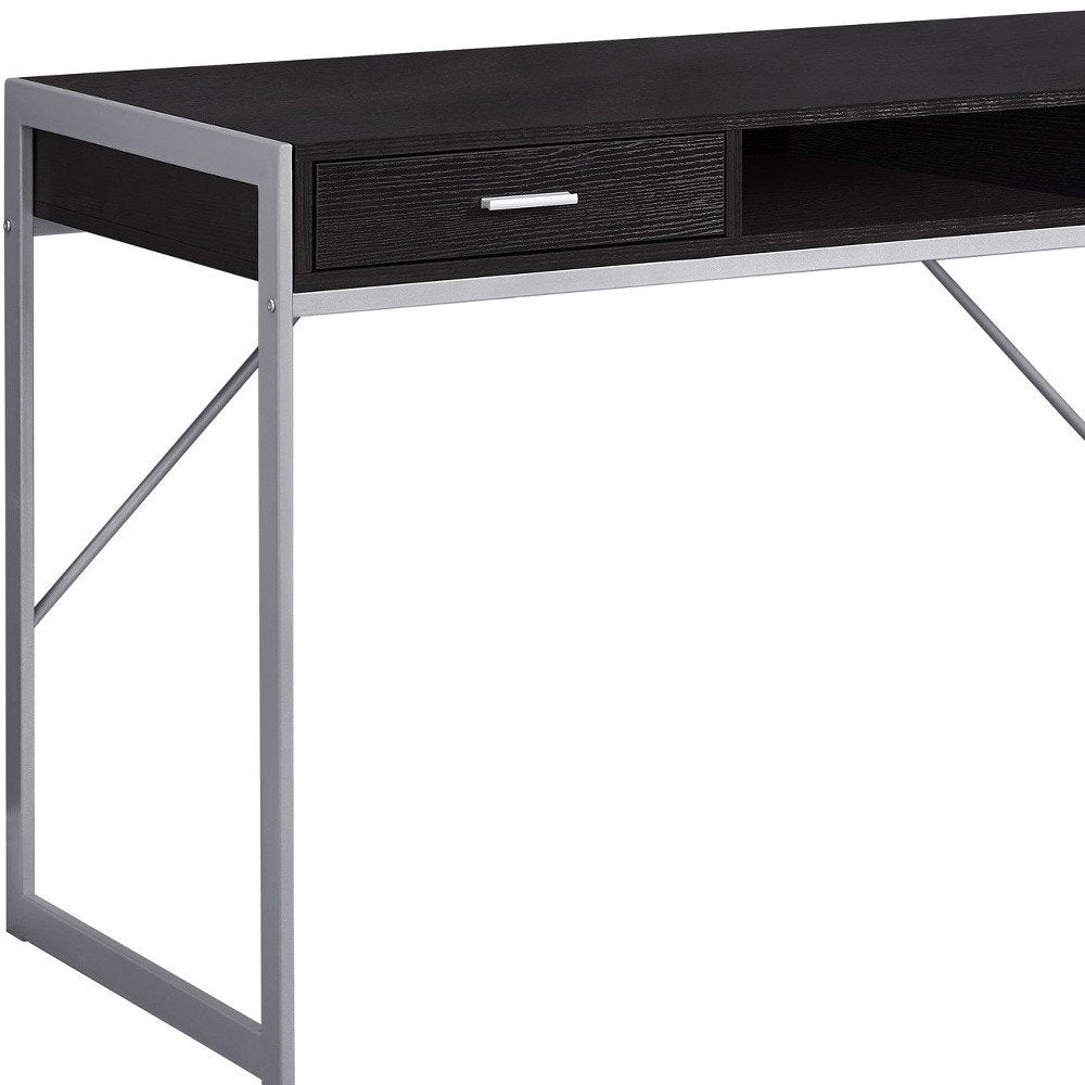 48" White and Silver Computer Desk With Two Drawers