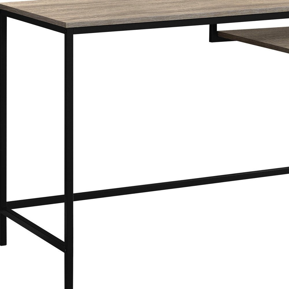 48" Taupe and Black Wood and Iron Computer Desk