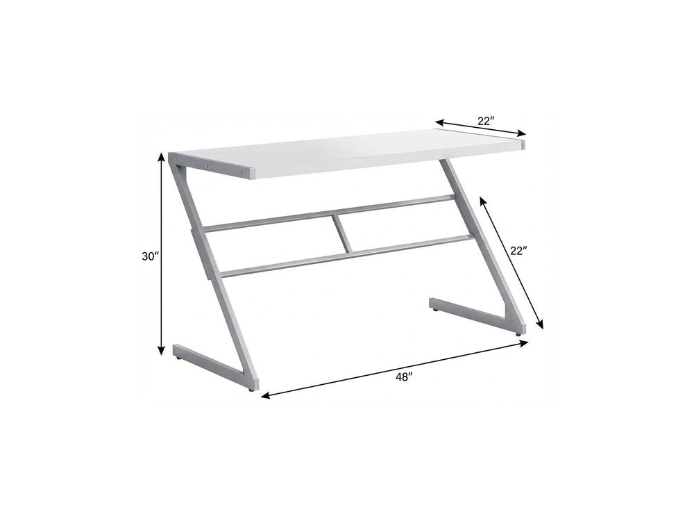 48" White and Silver Computer Desk