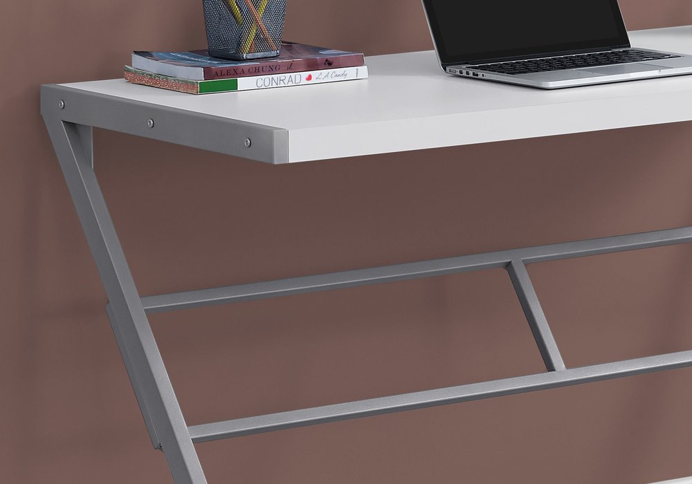 48" White and Silver Computer Desk