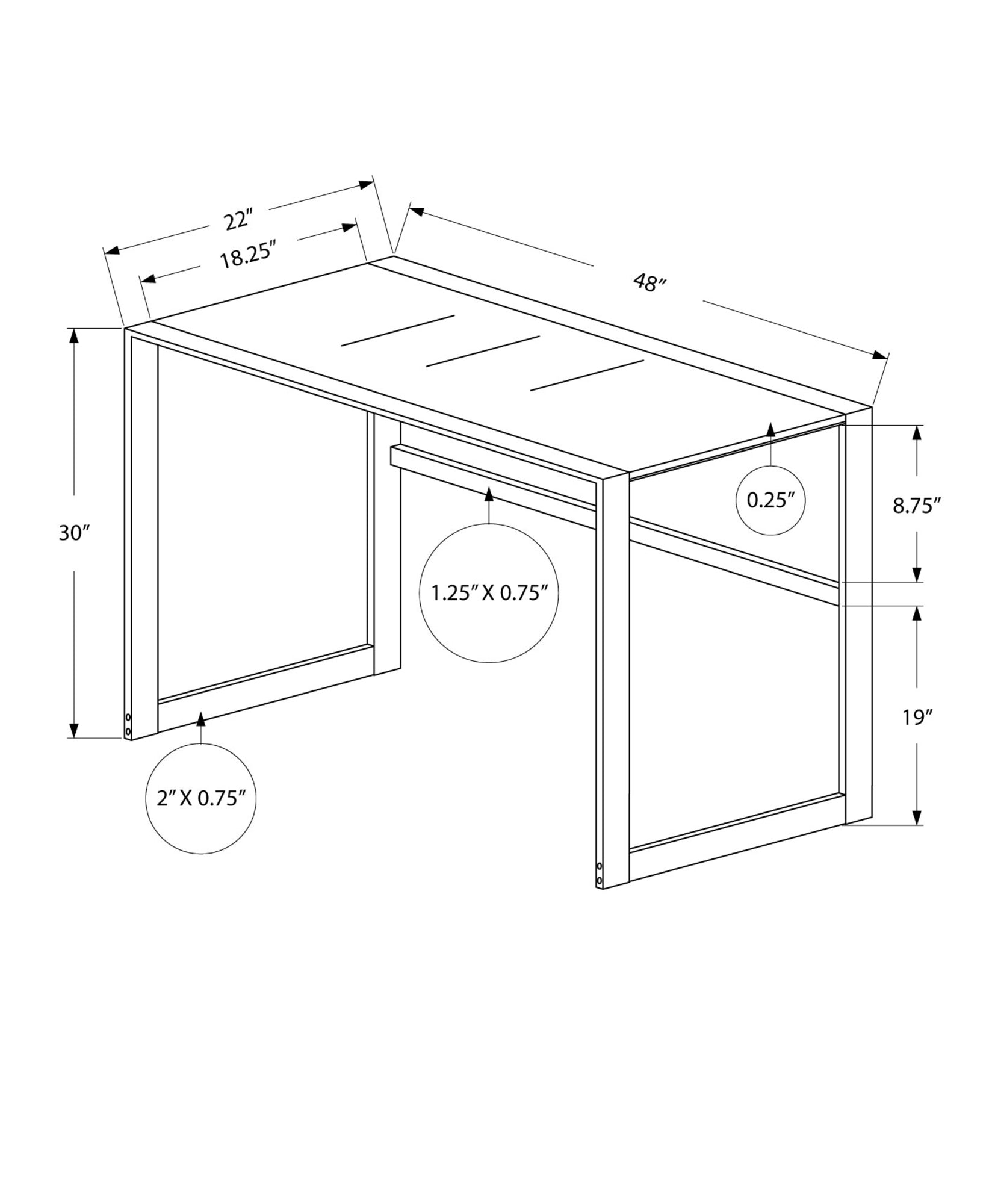 22" Black Glass Computer Desk