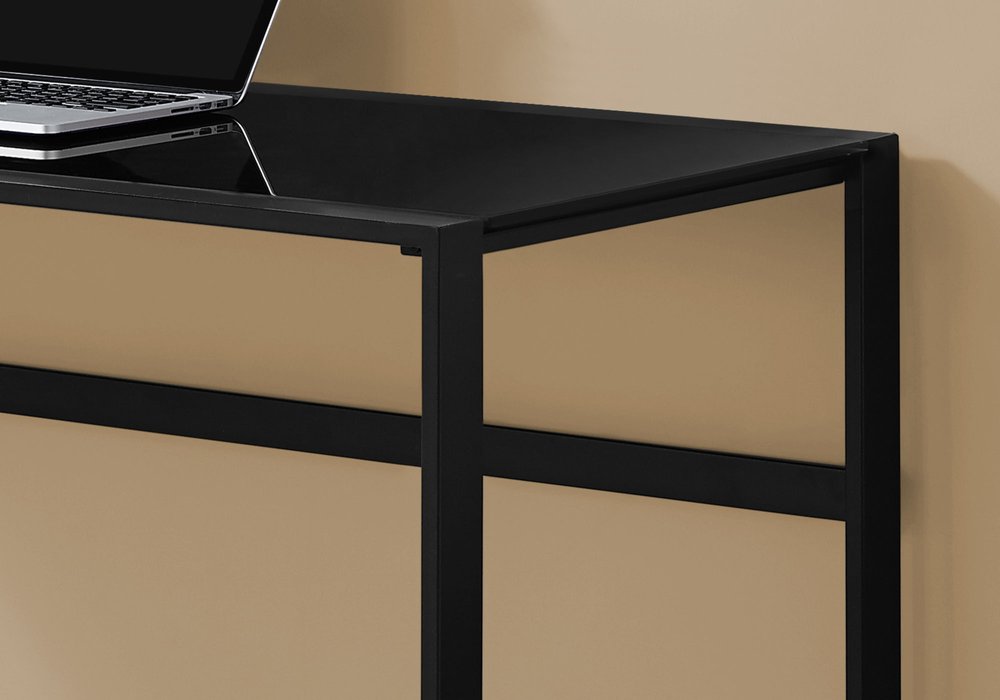 48" Black Glass Computer Desk