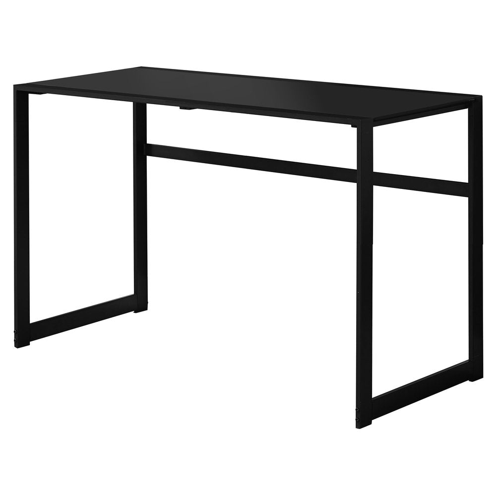 48" Black Glass Computer Desk