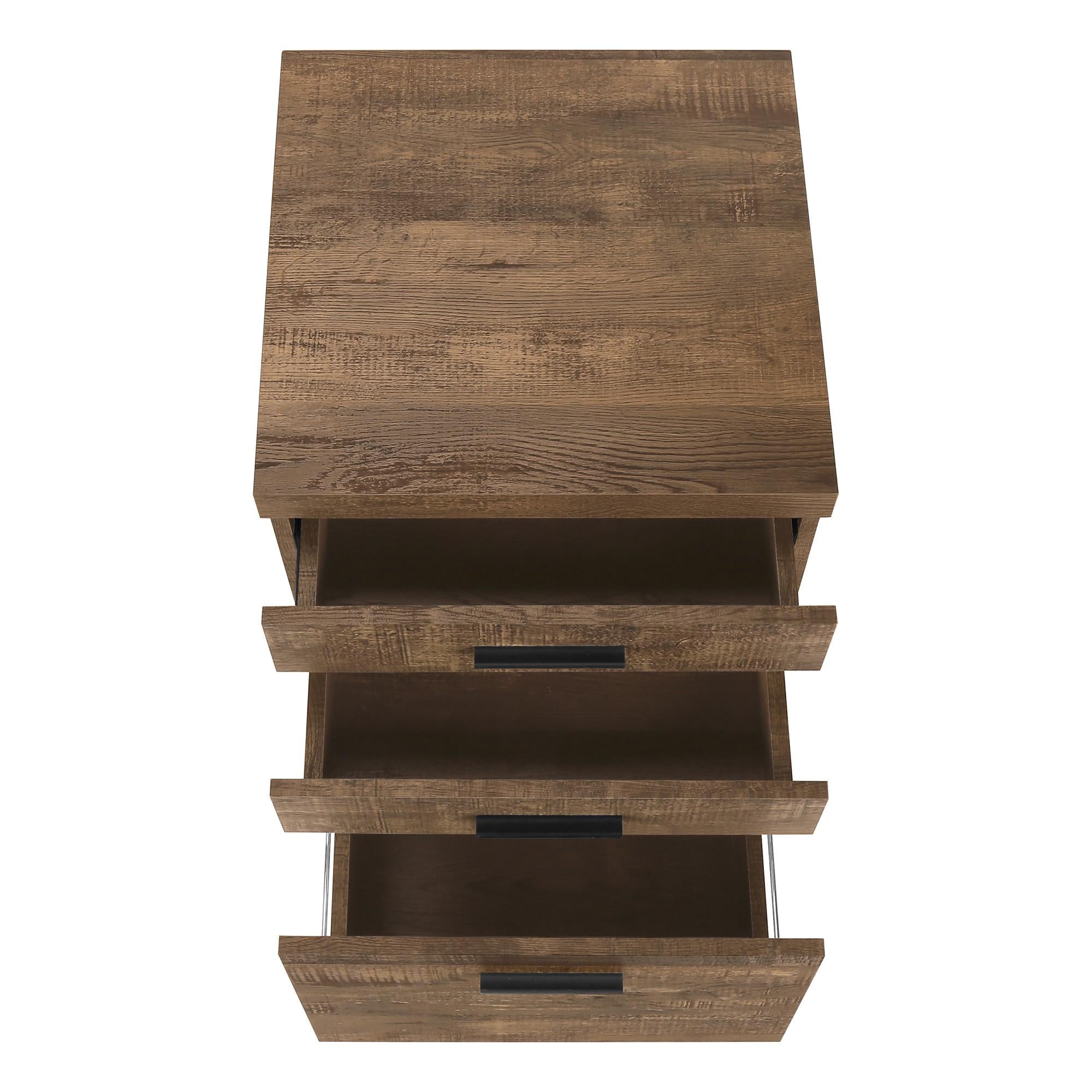 25" Brown Particle Board and Wood Filing Cabinet With Drawers