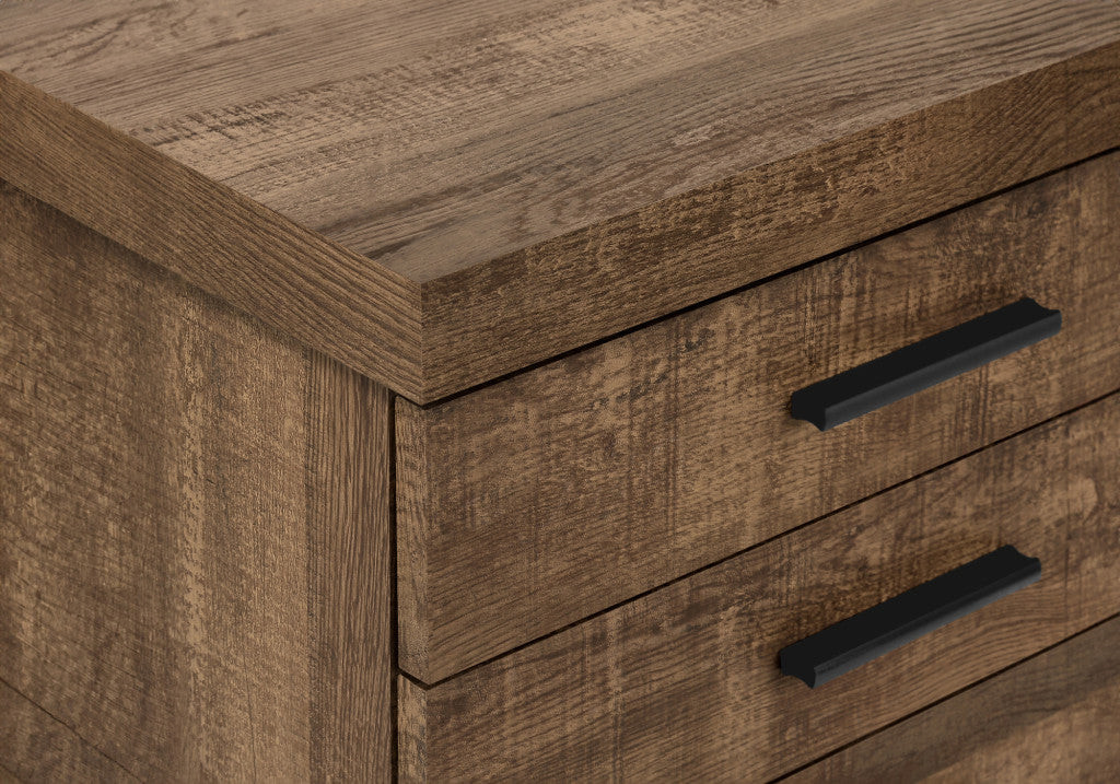 25" Brown Particle Board and Wood Filing Cabinet With Drawers
