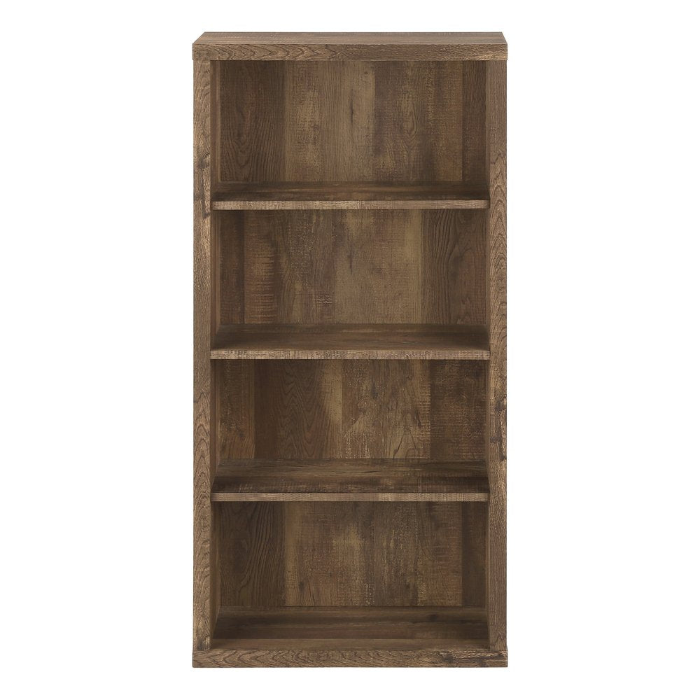 48" Brown Distressed Wood Adjustable Four Tier Bookcase