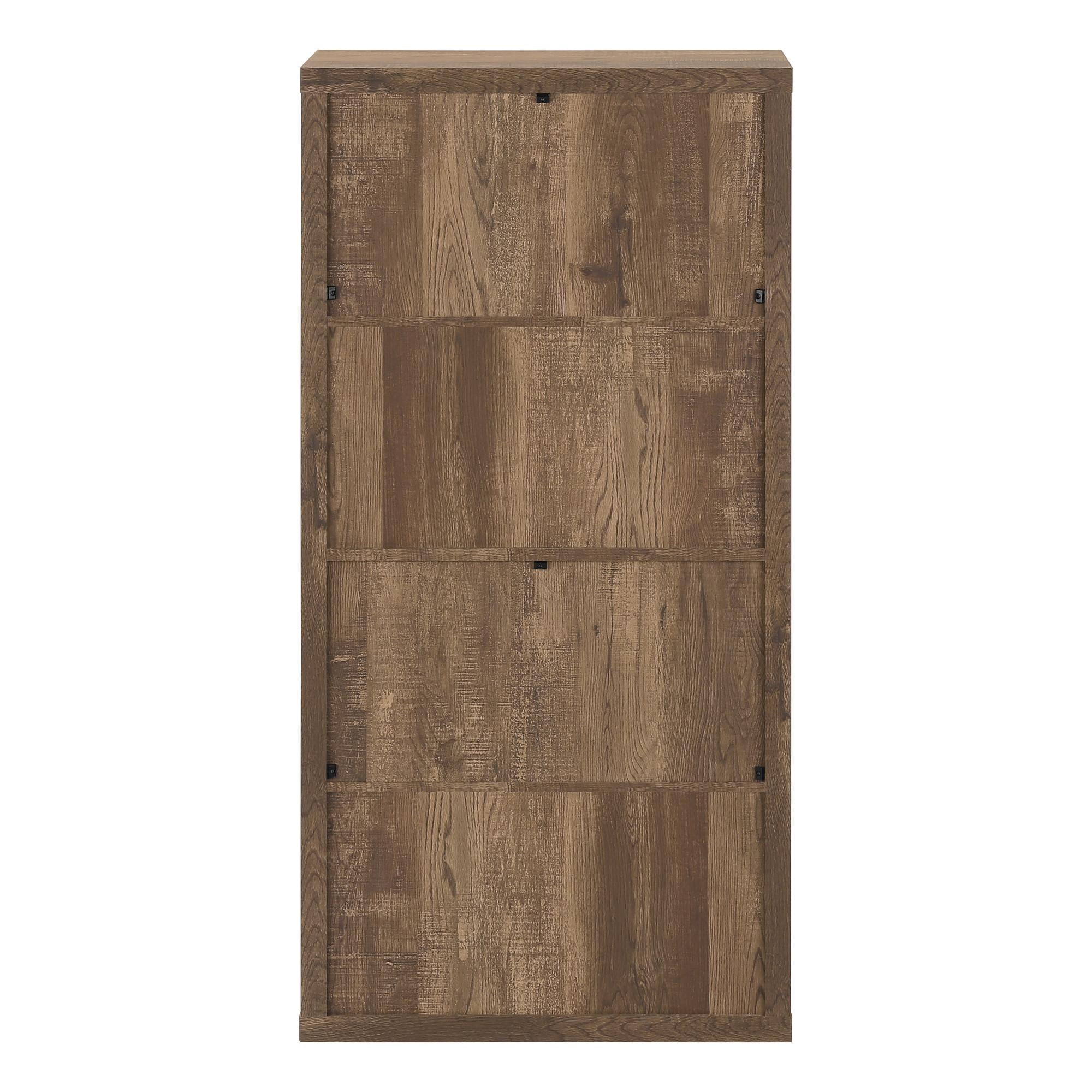 48" Brown Distressed Wood Adjustable Four Tier Bookcase