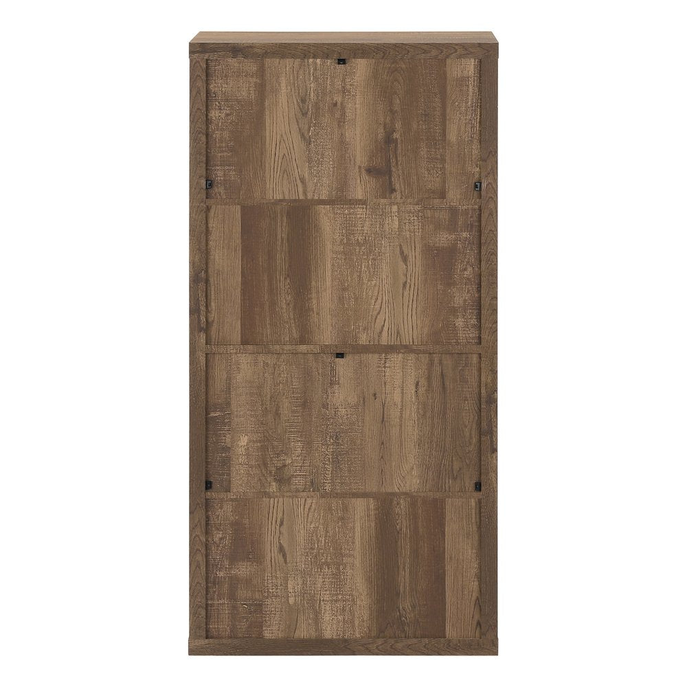 48" Brown Distressed Wood Adjustable Four Tier Bookcase