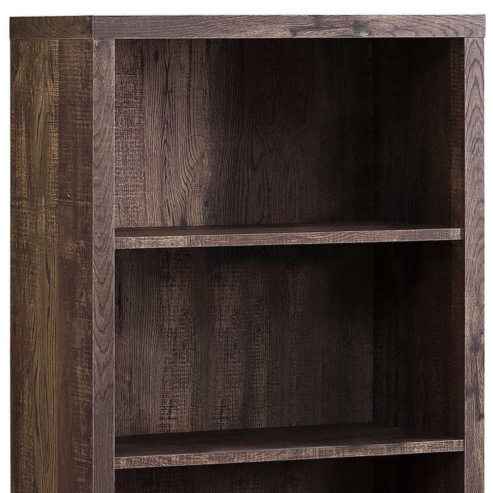 48" Brown Distressed Wood Adjustable Four Tier Bookcase