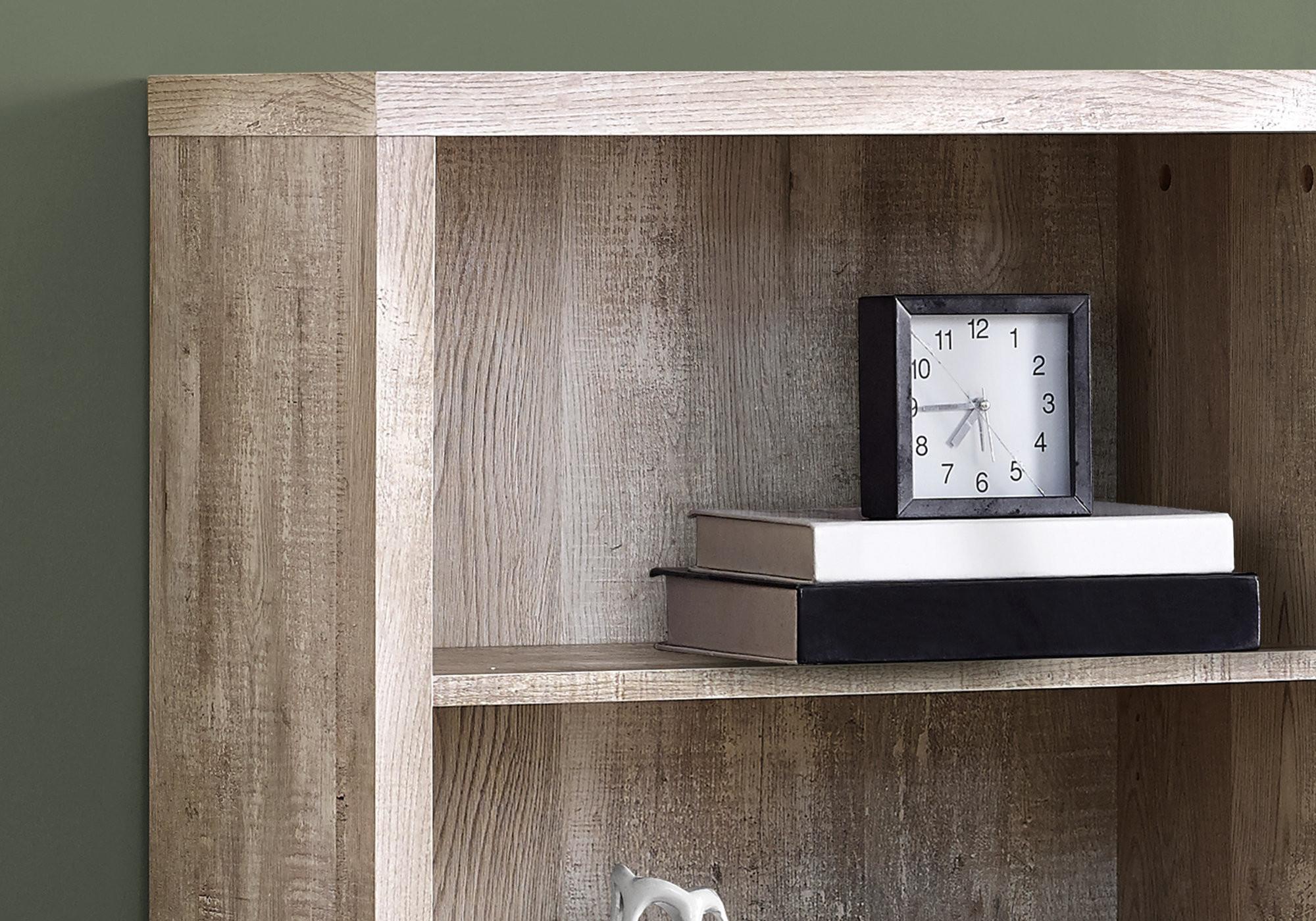 48" Taupe Distressed Wood Adjustable Four Tier Bookcase