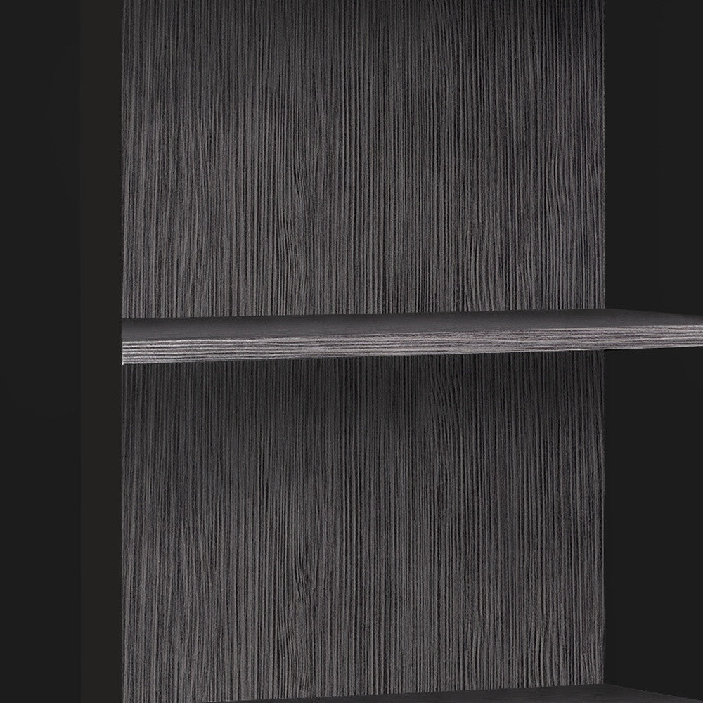 48" Black And Gray Distressed Wood Adjustable Four Tier Bookcase