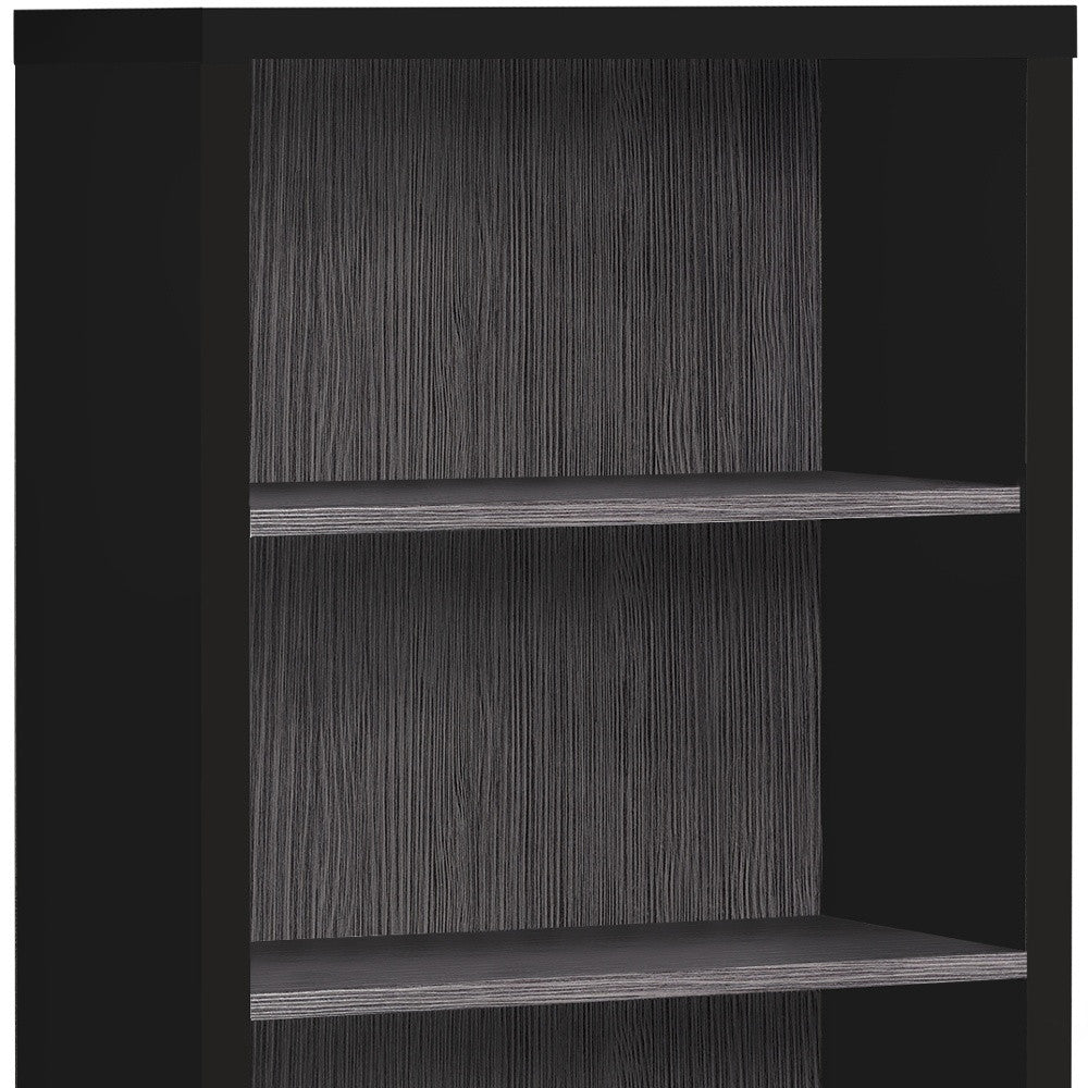 48" Black And Gray Distressed Wood Adjustable Four Tier Bookcase