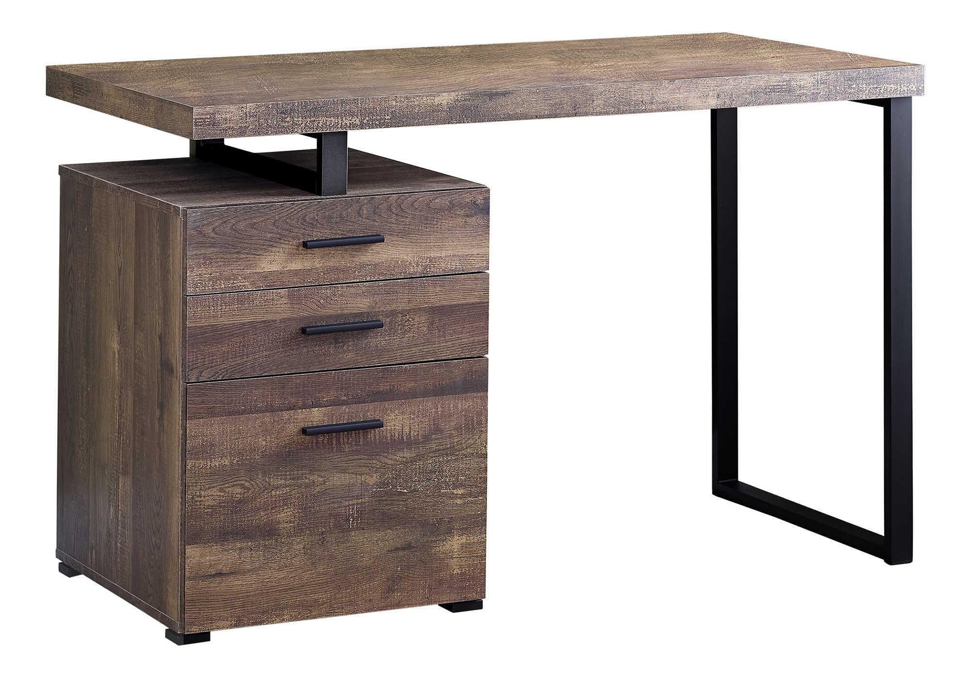 47" Brown and Black Computer Desk With Three Drawers