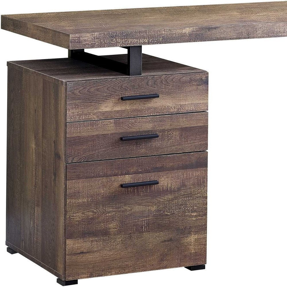 47" Taupe and Black Computer Desk With Three Drawers