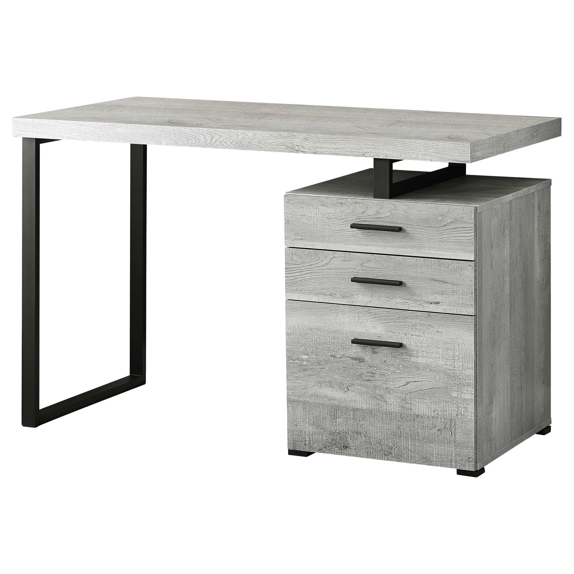 47" Gray and Black Computer Desk With Three Drawers