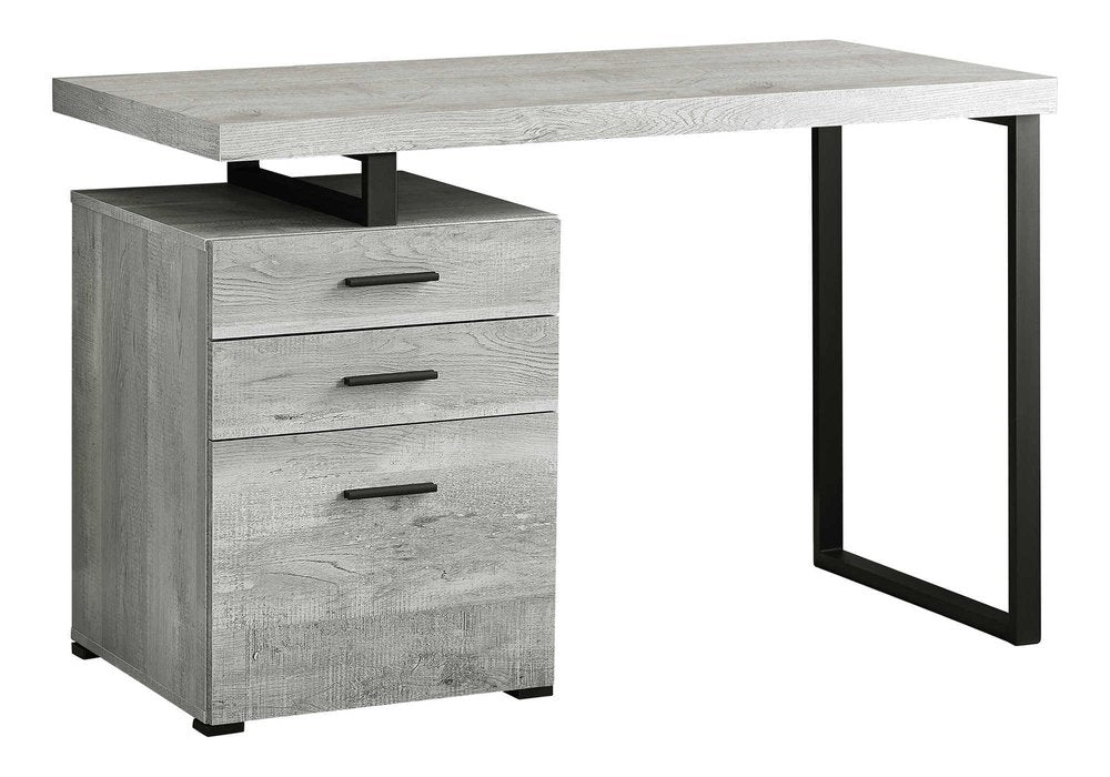 24" Taupe and Black Computer Desk With Three Drawers