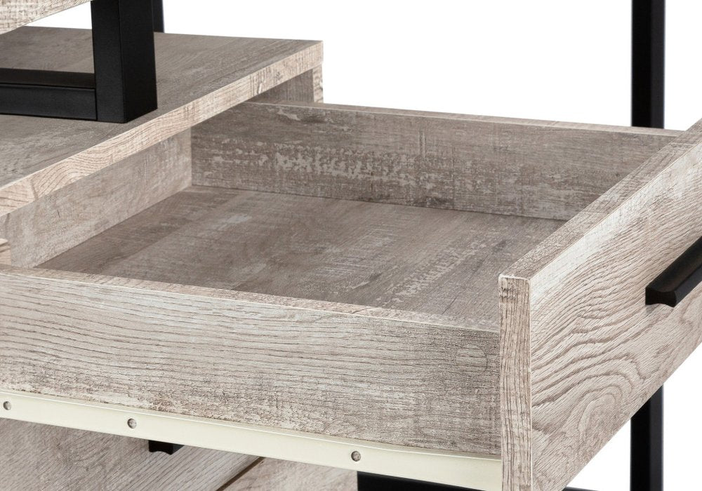 24" Taupe and Black Computer Desk With Three Drawers