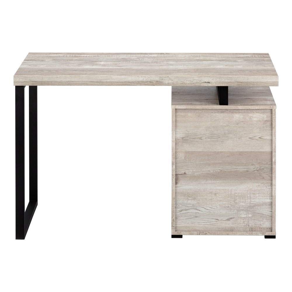 24" Taupe and Black Computer Desk With Three Drawers
