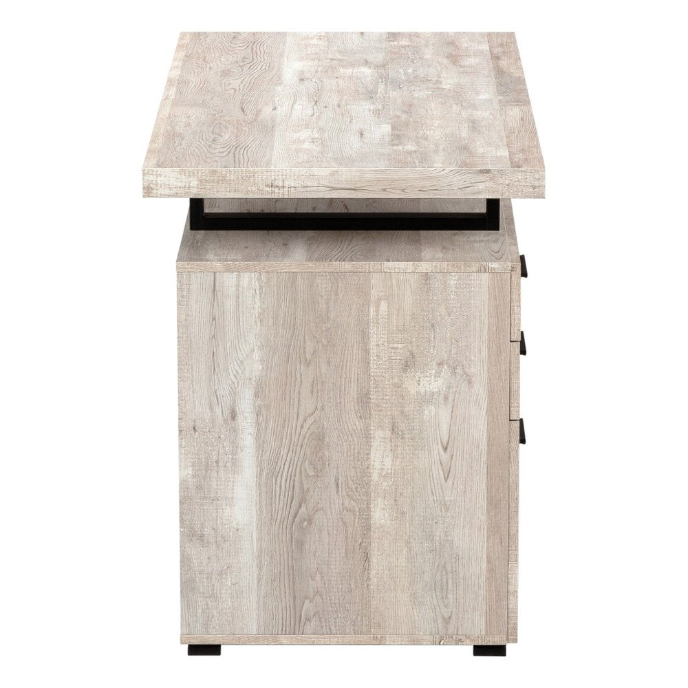 24" Taupe and Black Computer Desk With Three Drawers