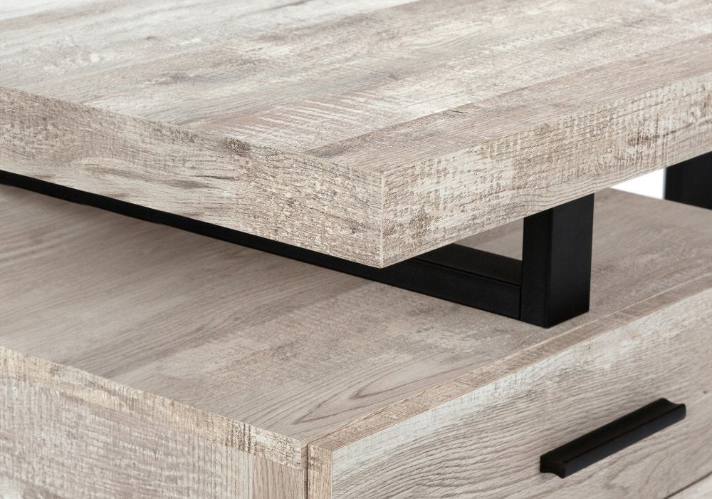 24" Taupe and Black Computer Desk With Three Drawers