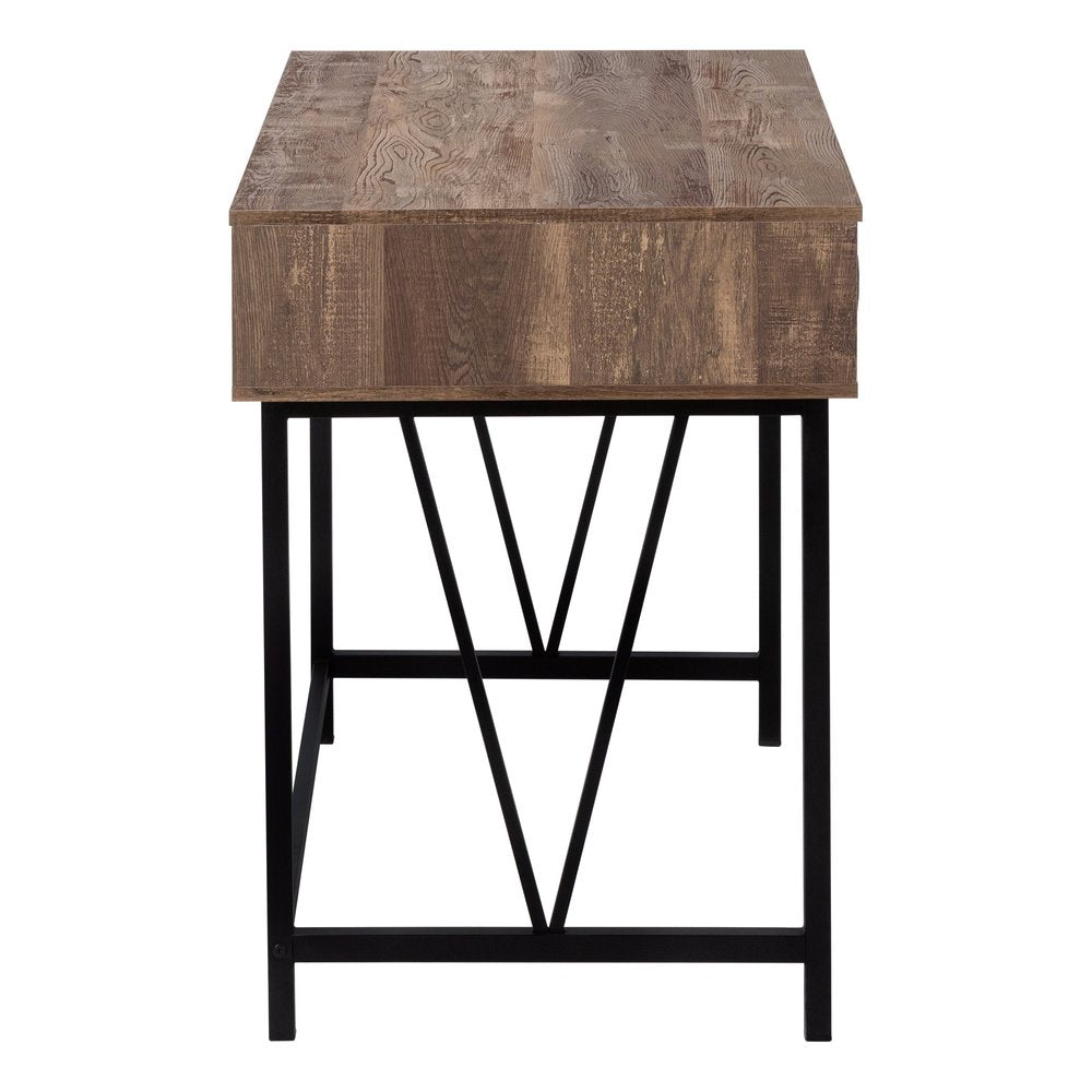 47" Brown and Black Computer Desk With Two Drawers