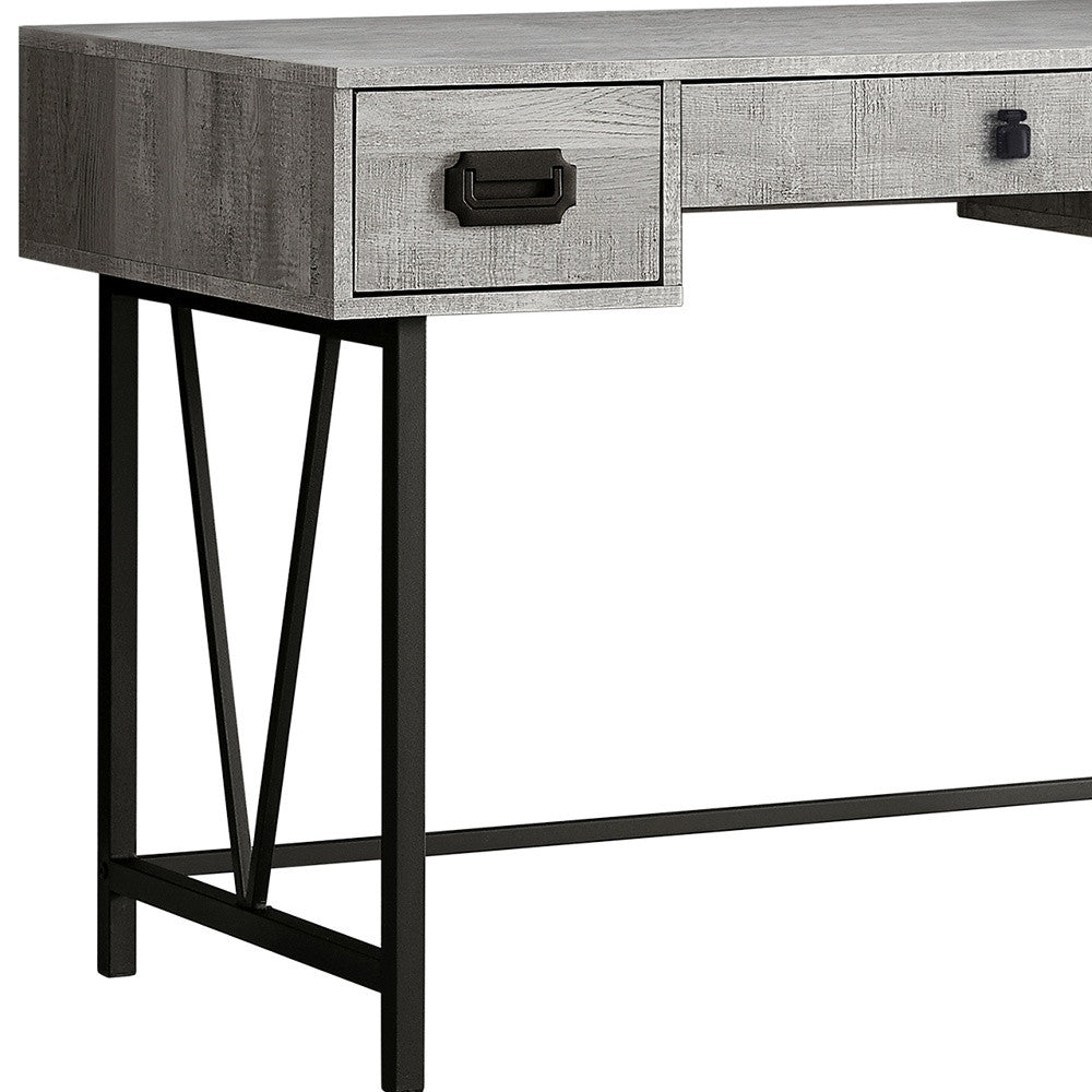 47" Gray and Black Computer Desk With Three Drawers