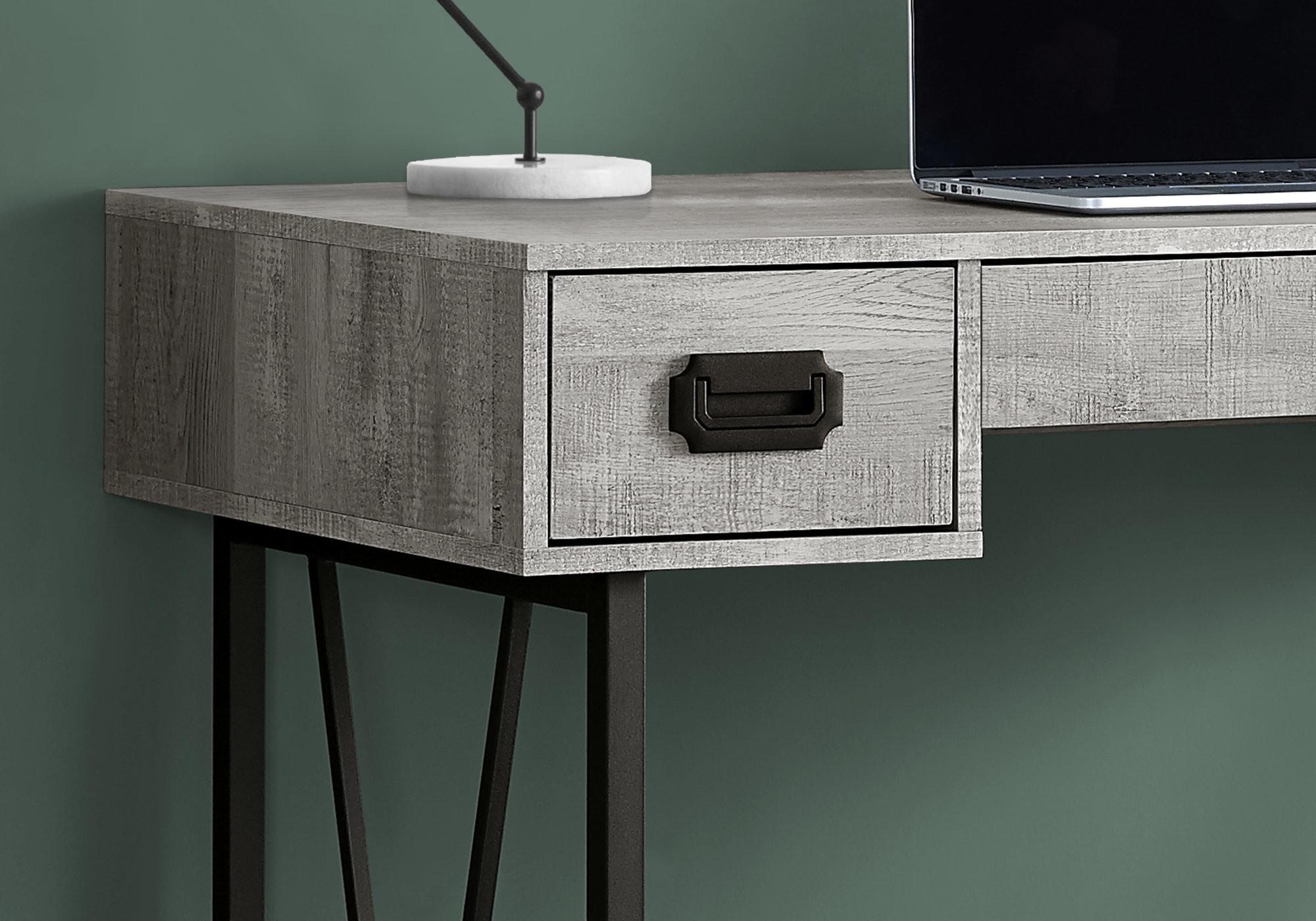 47" Gray and Black Computer Desk With Three Drawers