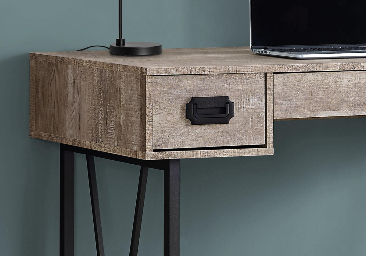 47" Taupe and Black Computer Desk With Three Drawers