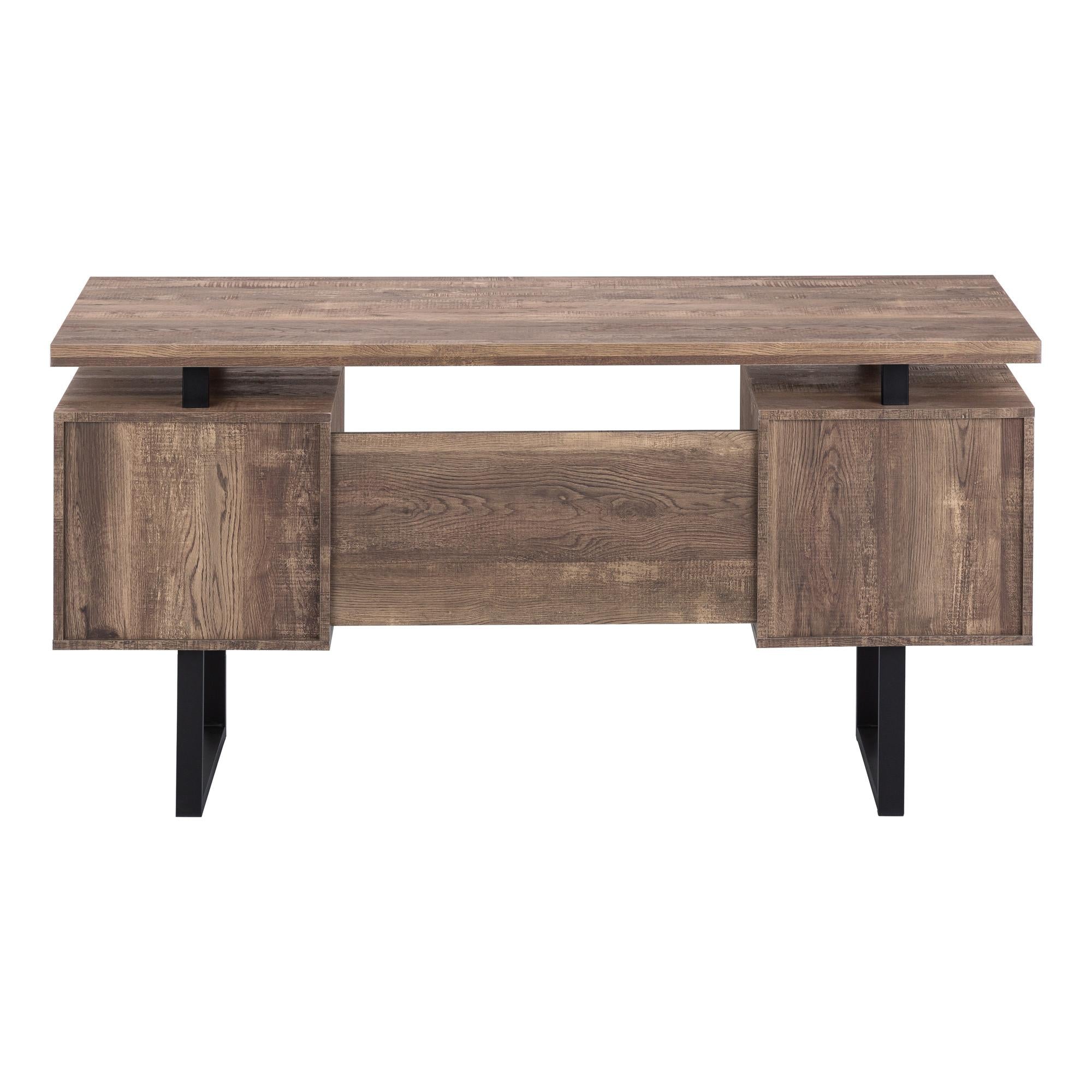 60" Brown and Black With Three Drawers