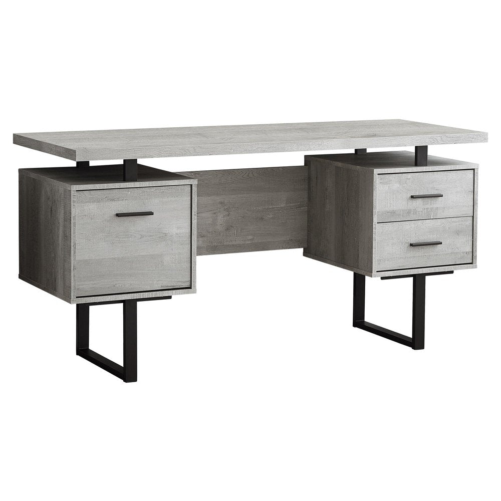 60" Brown and Black With Three Drawers