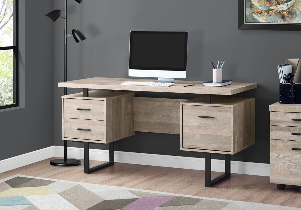 24" Brown and Black With Three Drawers