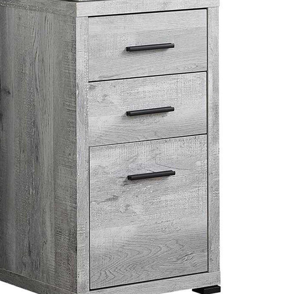 60" Gray L Shape Computer Desk With Three Drawers