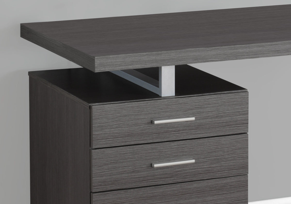 47" Gray and Silver Computer Desk With Three Drawers