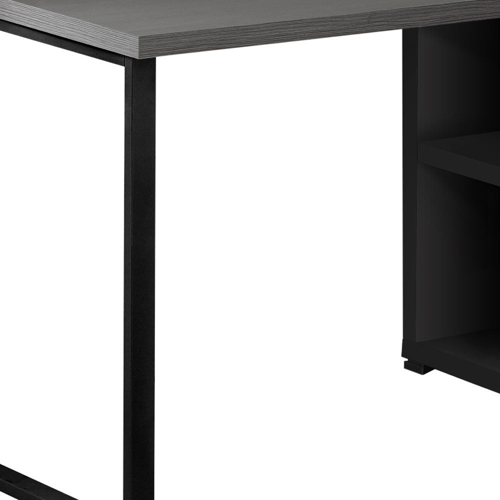 47" Gray and Black L Shape Computer Desk With Three Drawers