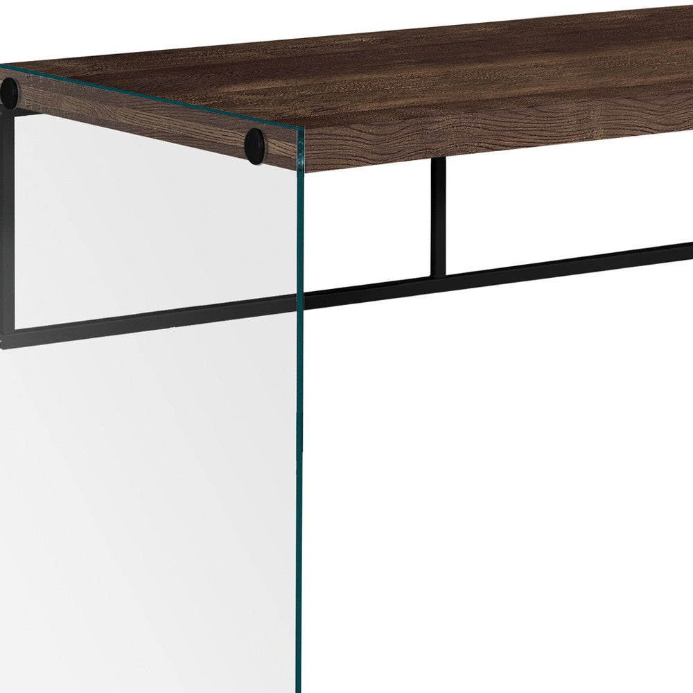 48" Brown and Clear Computer Desk