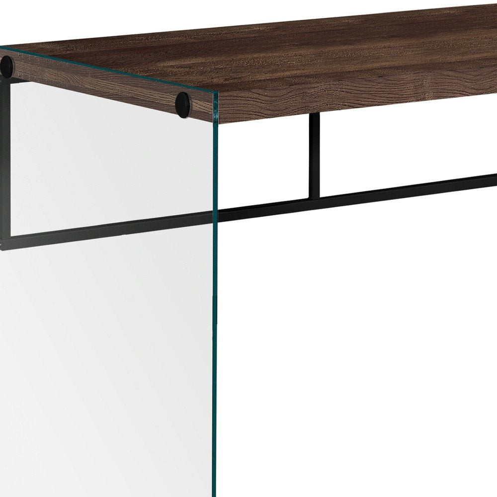 48" Brown and Clear Computer Desk