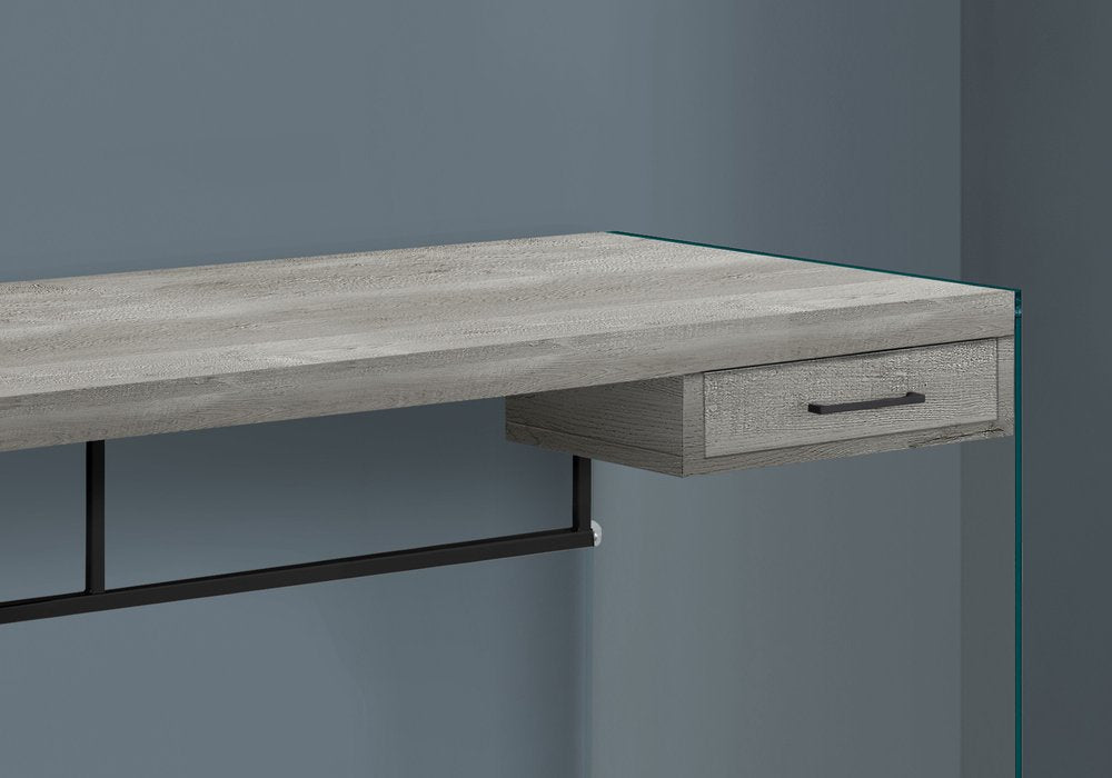 48" Gray and Clear Computer Desk
