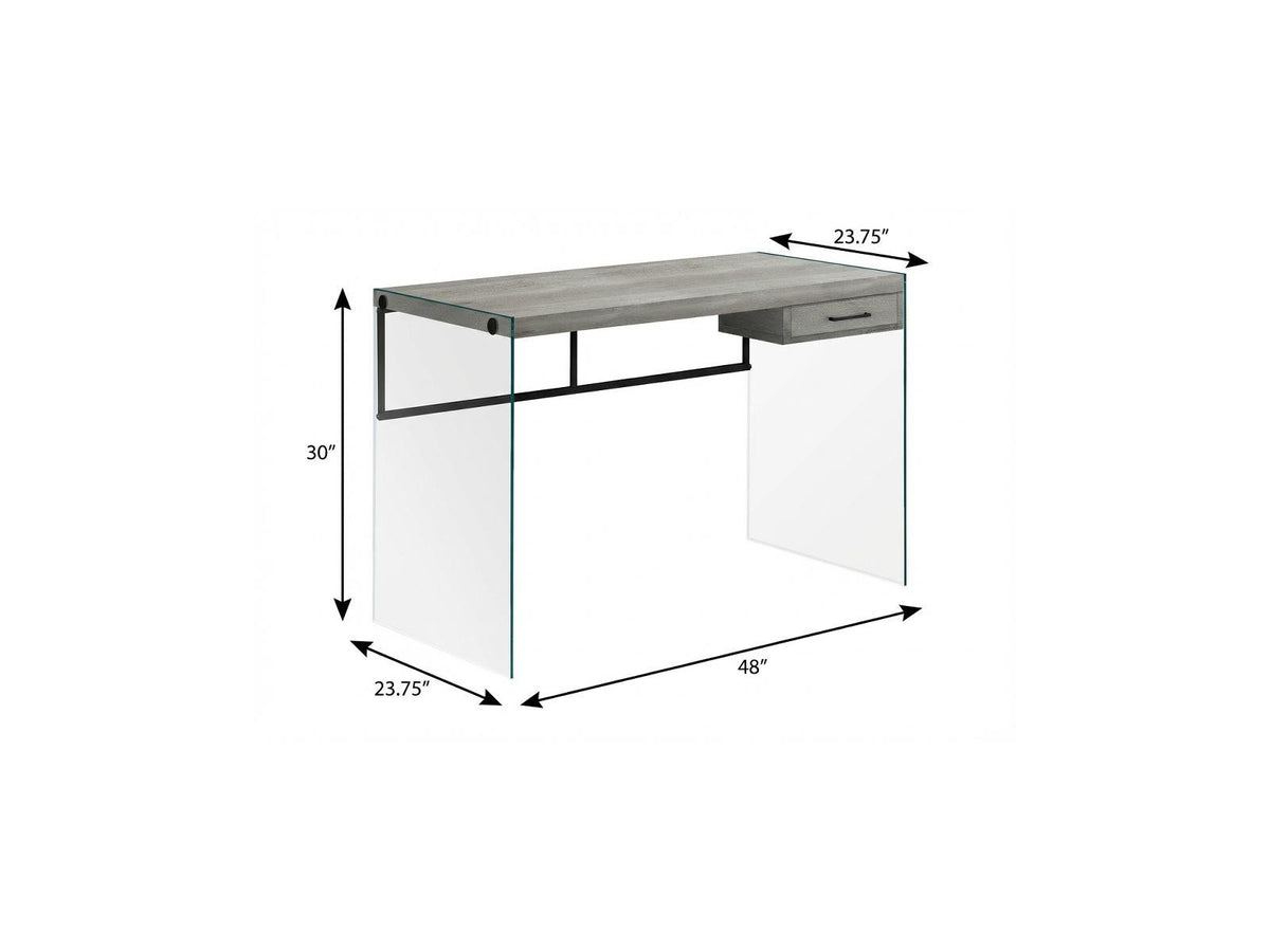 48" Gray and Clear Computer Desk